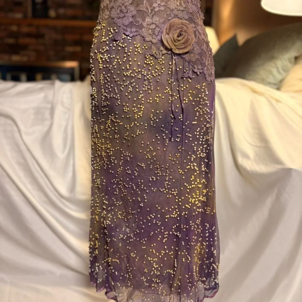 Rare Bespoke Vintage Beaded Lace Fairy Gown - S - Picture 7 of 8